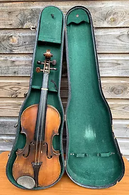 Antique 19th Century VIOLIN & CASE 4/4 Italian Or German C1800s • $62.22