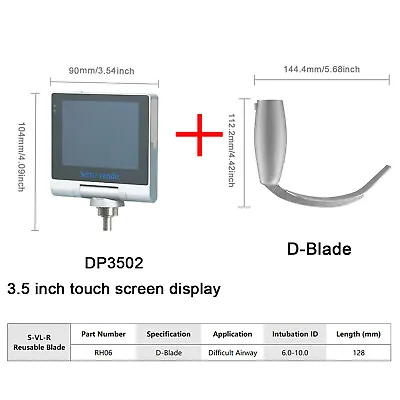 3.5inch Touchscreen Display Video Laryngoscope + Reusable D-blade For Adult • $399