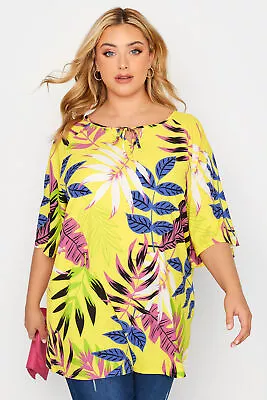 £28.99 • Buy Yours Curve Womens Plus Size Tropical Print Tie Neck T-Shirt