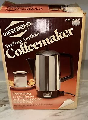 West Bend Automatic Coffeemaker #9466 5-9 Cups Silver Black VTG • $19.95