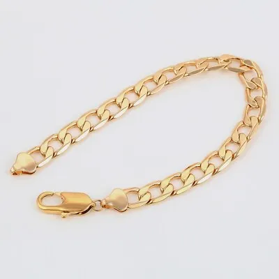 9K Gold Filled Boy Girl Kid Ladies 4 6 7 8mm Curb Link Bracelet Brithday // • £6.89