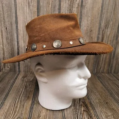 Minnetonka The Outback Buffalo Nickel Hat Rugged Hide Leather Sz S • $39.97