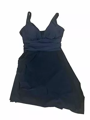 MAGICSUIT‎ Womens Ruched Swim Dress Skirt Black Size 10 Summer Pool Flattering • $48.99