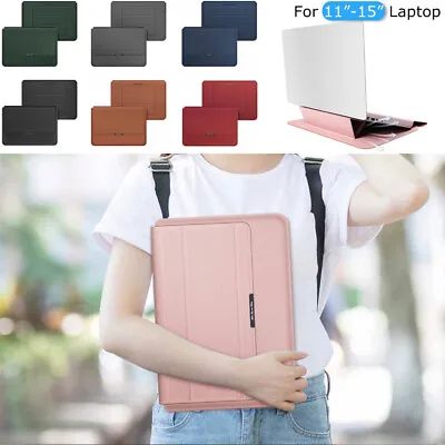 PU Leather Laptop Carry Pouch Sleeve Case 11-15Inch Stand Bag For IPad Macbook • £5.89