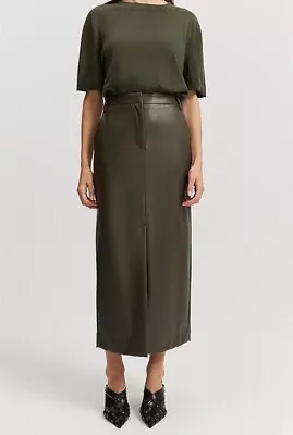 COUNTRY ROAD COLUMN MIDI SKIRT In Hunter Green RRP$199 • $129