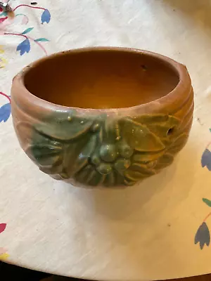 Vintag McCoy Pottery Hanging Planter Jardiniere Leaves And Berries Pattern • $36