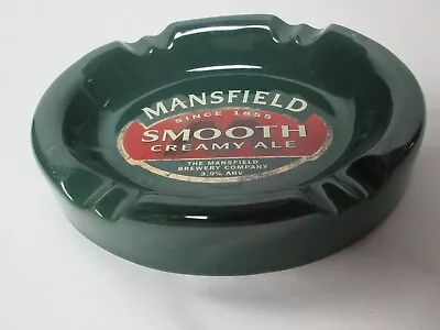 Mansfield Smooth Creamy Ale Green Oval Ceramic Ashtray: 16cm X 13.5cm Diameter • £8