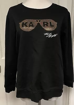 Karl Lagerfeld Womens Sweatshirt Black Sunglasses Size Medium Euc • $22