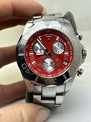 Swiss Legend Mens Red Dial Chronogrph All Tungsten Sapphire 45mm Watch T8010-R15 • $28