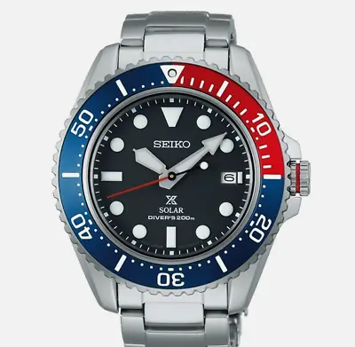 Seiko SNE591 Prospex Solar Pepsi Blue & Red Dive Watch • $306
