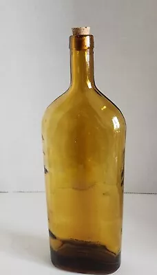 Vintage Amber Flask Medicine Whiskey Bottle Made In Spain 13.5  T X 4.5  W  • $27.99