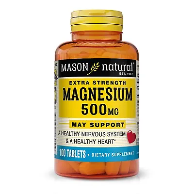 Mason Natural Magnesium 500 Mg Extra Strength Heart & Nervous System 100 Tabs • $8.75