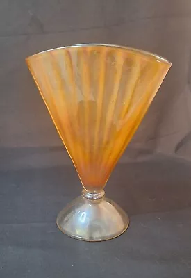 Vintage 1920's Art Deco Footed Fan  Vase  Handblown 9  Tall • $18