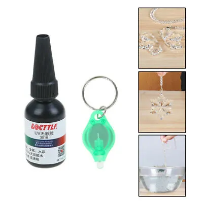 £5.48 • Buy UV Glue Curing Adhesive Transparent Crystal Glass Repair Tool Liquid Glue 10ml