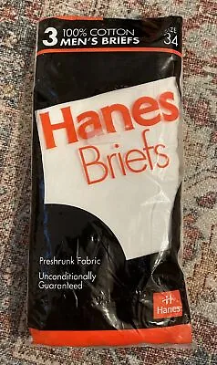 NEW - Vintage 1992 Hanes Men's White Briefs Underwear 3-Pack (Size 34) USA • $29.99