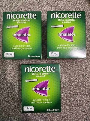 £44.99 • Buy New 3x Nicorette Inhalator 15mg 60 Cartridges Nicotine Stop Quit Smoking 20