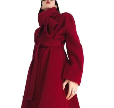 Womens Wool Warm Casual Outwear Windbreaker Overcoat Cashmere Parka Scarf Collar • $123.23