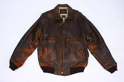 Vintage Sporty's Pilot Shop Type G-2 Lambskin Leather Bomber Jacket Size 44L • $95