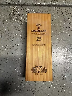 Macallan Single Malt Whiskey 25 Years Wooden Box ONLY  • $40