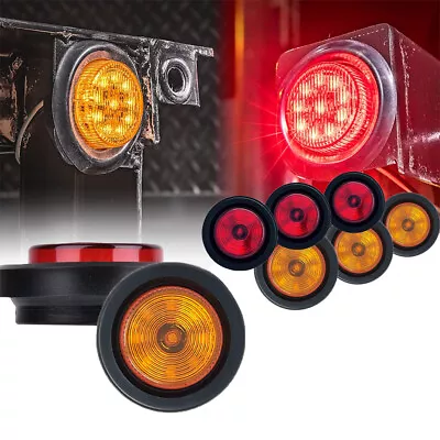 $13.99 • Buy Red Amber Round 2  Side Marker Lights Clearance LED Truck Trailer Lamp 12V