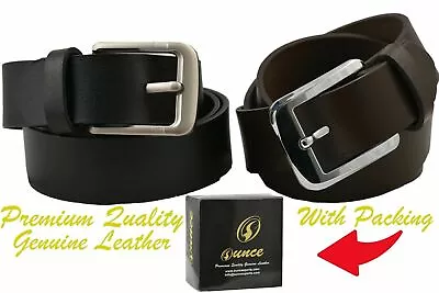 Men's Genuine Leather Metal Buckle Jean Casual Dress Belt Black Brown M L XL • $11.99