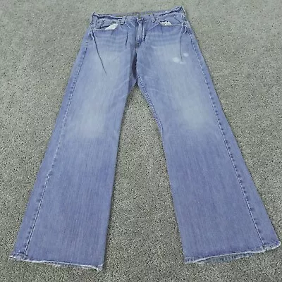 American Eagle Jeans Mens 34x32 Bootcut Faded Whiskerd Rodeo Light Wash Bleached • $29.99