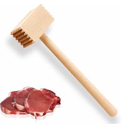 Beech Meat Tenderizer Hammer Wooden Steak Double Headed Mallet Non-toxic • £5.99