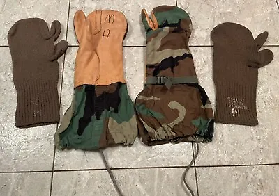 USGI Cold Weather Trigger Finger Mittens W/ Liners & Lanyard WOODLAND MEDIUM VGC • $14.90