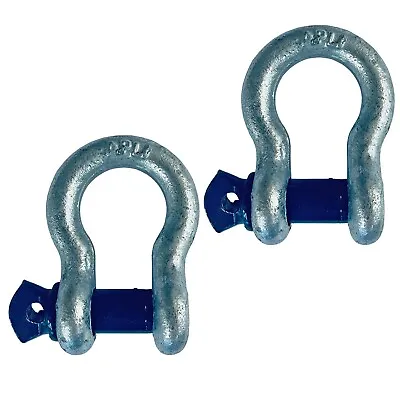 2x Lifting Shackle WLL 4.75 Ton Galvanised Screw Pin Bow Shackle Tested • £13.99