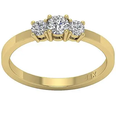 £614.82 • Buy I1 G 0.60 Carat Round Diamond Three Stone Wedding Ring Prong Set 14K Yellow Gold