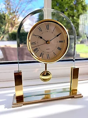 Mantlepiece Glass And Metal Pendulum Clock • £25