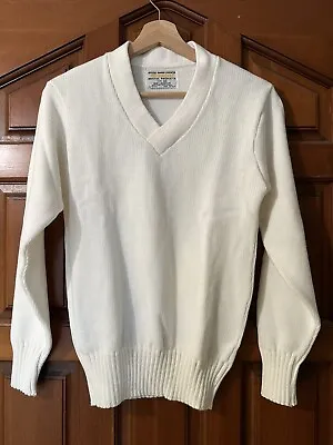 Vintage Bristol Products Official Varsity Award V Neck Sweater Size 32 White • $24
