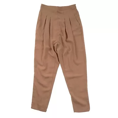 Vertigo Brown Pleated Cropped Dress Pants Womens XS Side Zipper • $15.99