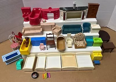 1950s-‘70’s Vintage Plastic Dollhouse Furniture Diorama House Mini Mixed 42 Lot • $15.59