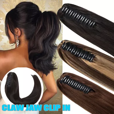 THICK Russian Real Human Hair Extensions Claw/Jaw Clip ON Ponytail Top Pony Tail • $41.78