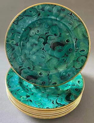 Rare Vintage Collection 8 Green Malachite Dinner Plates By Susan Williams-Ellis • $1100