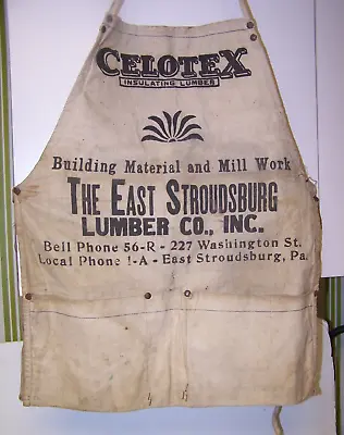 Vintage Nail Apron CELOTEX EAST STROUDSBURG PA LUMBER CO BELL PH # 56-R OLD • $59.99