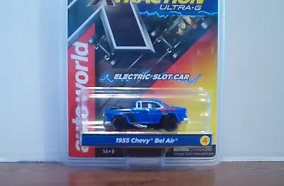 Auto World HO Scale Slot Car '55 Chevy Bel Air Gasser Renegade Blue X-Traction • $47.99