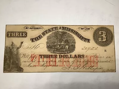 1864 $3 State Of Mississippi Obsolete Currency Confederate Civil War • $125.49