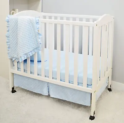 Heavenly Soft Minky Dot 3-Piece Mini/Portable Crib Bedding Set Blue • $82.99