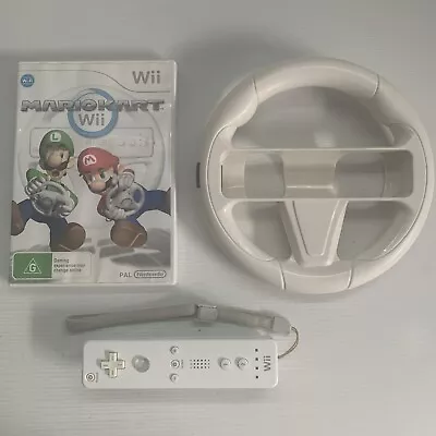 Mario Kart Wii Game W' Manual + Genuine Wii Remote + Wheel FREE Tracked Au Post • $59.90