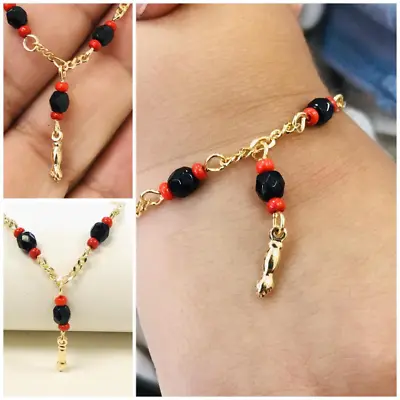 Pulsera Para Niños Con Azabache Mal De Ojo Oro Laminado Baby Bracelet Azabache. • $16.19