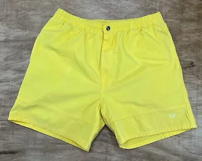 Ocean Pacific OP Vintage 80s/90s Yellow Elastic Snap Waist Shorts Surf Casual L • $15.50