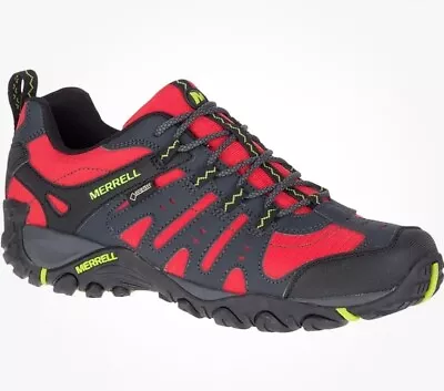 Merrell Men's Accentor Sport Track Shoe Red Black Waterproof GTX Size 10 • £12.50
