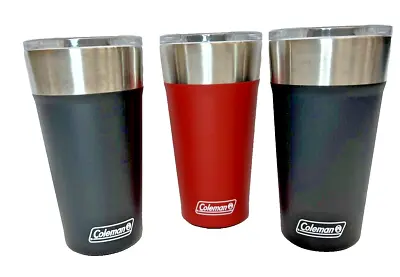 Coleman Brew Tumbler 20 Oz Insulated Stainless Steel Cup Blk/Blk/Red 3CT • $29.99