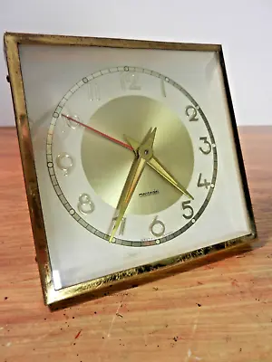 Vintage Mercedes W.German Brass Mechanical Square Alarm Clock Spares Or Repair • $19.91