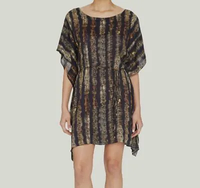 $139 Lenny Niemeyer Women's Beige Short Striped Print Kaftan Size XL • $44.78