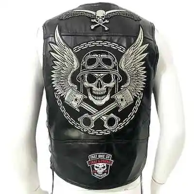 Men's Sleeveless Jacket Biker Casual Streetwear Waistcoat Locomotive Club Veste • $95.22