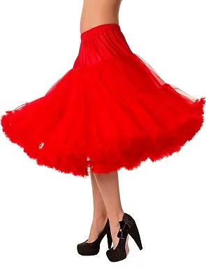 £38.99 • Buy Red 50's Rockabilly Retro Super Soft 26 Inches Petticoat Skirt By BANNED Apparel