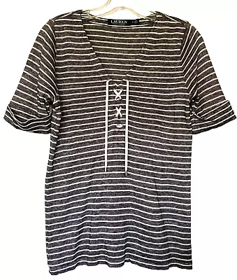 Lauren Ralph Lauren Striped Top Shirt Tee Women S Black White Beach Maritime • $21.99